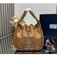 Prada Leather mini bucket bag 1BE087 Caramel 2025