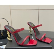 Saint Laurent heel 10.5cm Opyum YSL Logo-Heel mule Sandals red patent leather 2025
