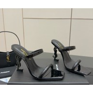 Saint Laurent heel 10.5cm Opyum YSL Logo-Heel mule Sandals black patent leather 2025