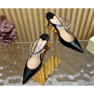 Jimmy choo bing 65 Snake Print calfskin Mules with Crystal Strap black 2025