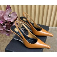 Saint Laurent Miller 90 leather wedges brown 2025