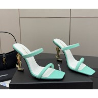 Saint Laurent heel 10.5cm Opyum YSL Logo-Heel mule Sandals light green patent leather 2025