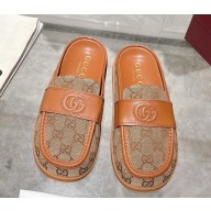 Gucci Women's mule with Double G Beige and dark brown Original GG canvas 2025
