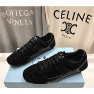 Prada women/men suede and leather sneakers black 2025