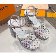 Louis Vuitton 1AHNJ8 Maya Heeled Platform Sandal Multicolored Monogram coated canvas heel 12cm Platform 3cm 2025