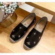 Gucci Calfskin Bee Star Embroidered Espadrilles black 2025
