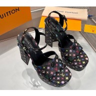Louis Vuitton 1AHNJ8 Maya Heeled Platform Sandal Multicolored Monogram coated canvas heel 12cm Platform 3cm 02 2025