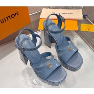Louis Vuitton 1AGXZN Maya Heeled Platform Sandal blue patent calf leather heel 12cm Platform 3cm 2025
