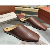 Loro Piana Alba Flat Mule Lambskin Powder Brown 2025