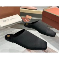 Loro Piana Alba Flat Mule silk black 2025