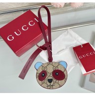 Gucci Panda-shaped bag charm 821811 Beige and dark brown new GG Monogram coated canvas 2025