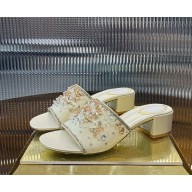 Rene Caovilla Cinderella Nude Slider Sandal gold heel 4.5cm 2025