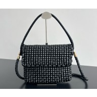 Bottega Veneta Swing Intreccio Flap Shoulder Bag black 2025