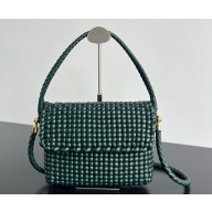 Bottega Veneta Swing Intreccio Flap Shoulder Bag dark green 2025