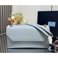Prada Leather shoulder Bag 1BD371 light blue 2025