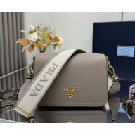 Prada Leather shoulder Bag 1BD314 grey / gold 2025