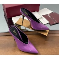 Gucci heel 10.5cm patent leather mules pumps in purple 2025