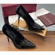 Gucci heel 10.5cm patent leather pumps in black 2025