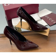Gucci heel 10.5cm patent leather pumps in burgundy 2025