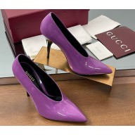 Gucci heel 10.5cm patent leather pumps in purple 2025