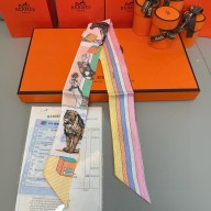 Hermes Twilly Silk Scarf 5x86cm 052102 2025