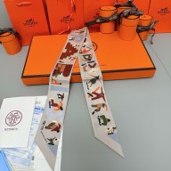 Hermes Twilly Silk Scarf 5x86cm 052107 2025