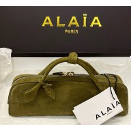 Alaïa  LE TECKEL CLUTCH IN SUEDE GOATSKIN green 2025