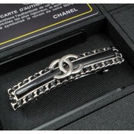 Chanel Hair Clip Metal, Resin & Lambskin ABF178 Silver & Black 2025