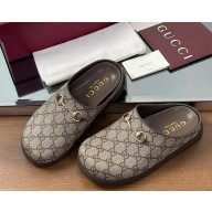 Gucci Women's mule with Horsebit 837130 beige and dark brown GG canvas 2025 