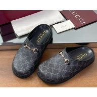 Gucci Women's mule with Horsebit 837130 dark grey GG canvas 2025 