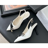 Chanel slingback pumps satin pointed white 2025