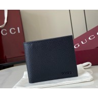 Gucci Oatmeal interior bi-fold wallet 817019 dark blue leather 2025