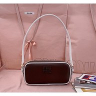 MIU MIU Leather pouch 5NE024 Briarwood/White 2025