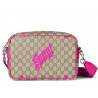 Gucci Medium crossbody bag with print 839380 Bright pink leather trim 2025