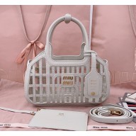 MIU MIU Leather basket 5BA294 Chalk White 2025