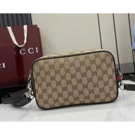 Gucci GG canvas small crossbody bag 834802 Beige and dark brown GG canvas Dark brown leather trim 2025