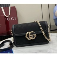 Gucci Go small shoulder bag 826761 Black GG canvas Black leather trim 2025