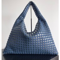 Bottega Veneta Large Hop Shoulder bag with Intrecciato craftsmanship in leather and denim Abyss/indigo 2025