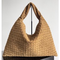 Bottega Veneta Large Hop Shoulder bag with Intrecciato craftsmanship in smooth suede brown 2025