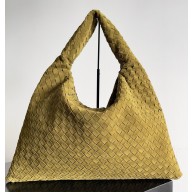 Bottega Veneta Large Hop Shoulder bag with Intrecciato craftsmanship in smooth suede green 2025