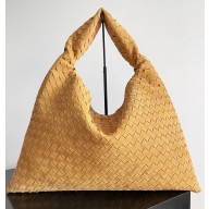Bottega Veneta Large Hop Shoulder bag with Intrecciato craftsmanship in smooth suede yellow 2025