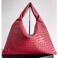 Bottega Veneta Large Hop Shoulder bag with Intrecciato craftsmanship in calf leather dark red 2025