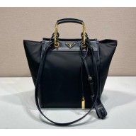 Prada Medium Re-Nylon and leather tote bag 1BG578 black 2025