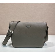 Prada Leather shoulder bag 2VH182 grey 2025