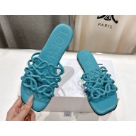 Loewe Petal Anagram slide in soft calfskin blue 2025