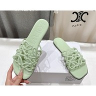 Loewe Petal Anagram slide in soft calfskin light green 2025