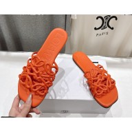 Loewe Petal Anagram slide in soft calfskin orange 2025