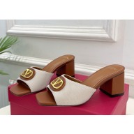 Valentino Garavani VLogo SIGNATURE SLIDE SANDAL IN canvas and leather beige/brown heel 2cm / 6cm 2025