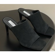 Toteme Velour-leather bandeau mules black heel 9cm 2025