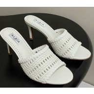 Alaïa woven raffia stiletto mules white heel 7cm 2025